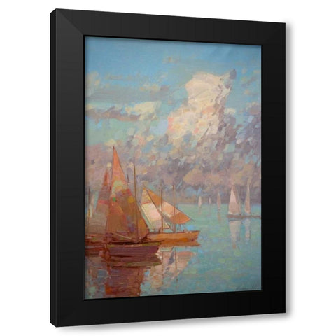 Sail Boats Black Modern Wood Framed Art Print by Yeremyan, Vahe