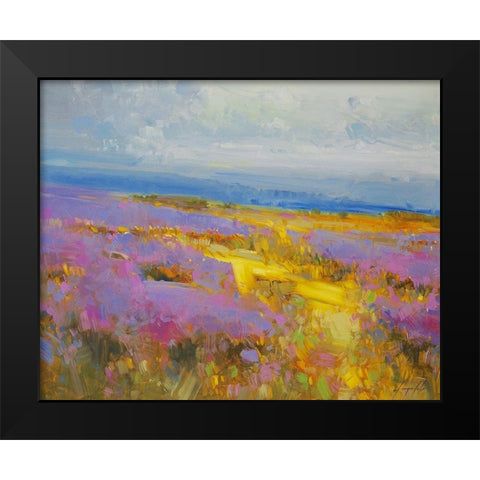 Field of Lavenders 2 Black Modern Wood Framed Art Print by Yeremyan, Vahe