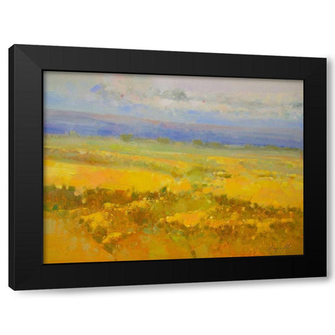 Field of Yellow Flowers Black Modern Wood Framed Art Print by Yeremyan, Vahe