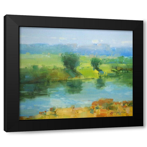 Summer Lake Black Modern Wood Framed Art Print by Yeremyan, Vahe