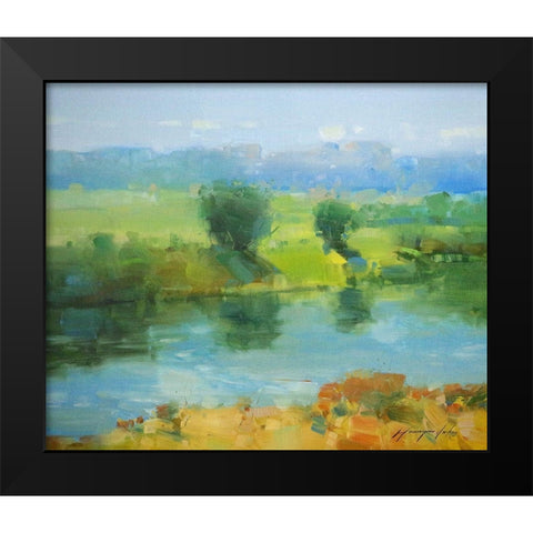 Summer Lake Black Modern Wood Framed Art Print by Yeremyan, Vahe