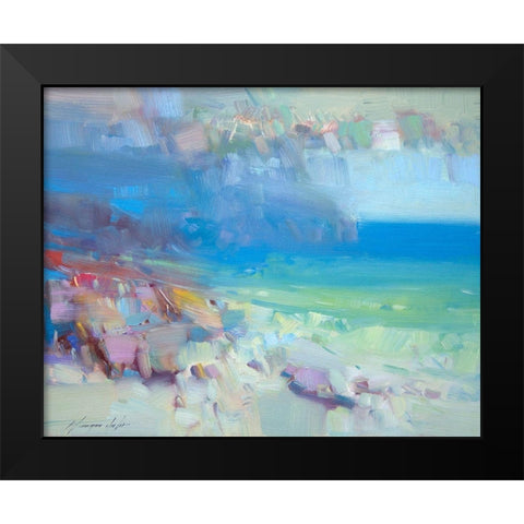 Ocean Side Black Modern Wood Framed Art Print by Yeremyan, Vahe