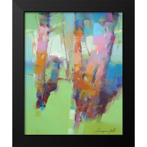 Spring Trees Black Modern Wood Framed Art Print by Yeremyan, Vahe