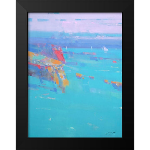 Turquoise Bay Black Modern Wood Framed Art Print by Yeremyan, Vahe