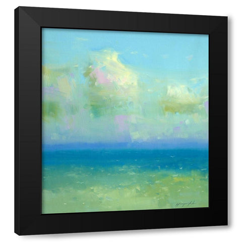 Turquoise Ocean Black Modern Wood Framed Art Print by Yeremyan, Vahe
