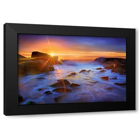 Biddeford Sunrise Black Modern Wood Framed Art Print by Zephyr, Patrick