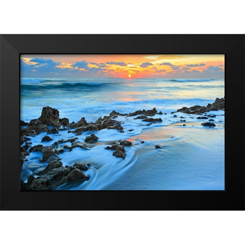 Painted Ocean Black Modern Wood Framed Art Print by Zephyr, Patrick