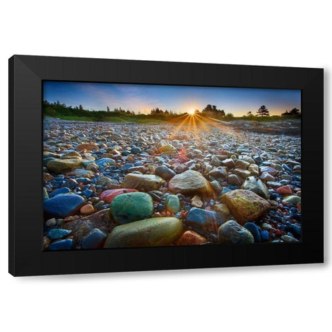 Schoodic Rocks Black Modern Wood Framed Art Print with Double Matting by Zephyr, Patrick