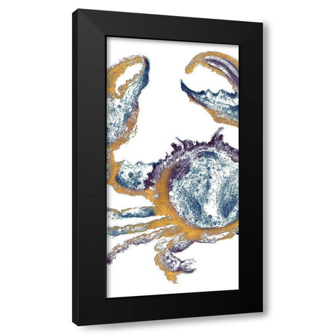 Surf Side Golden Blue Crab Black Modern Wood Framed Art Print with Double Matting by Pinto, Patricia