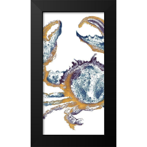 Surf Side Golden Blue Crab Black Modern Wood Framed Art Print by Pinto, Patricia