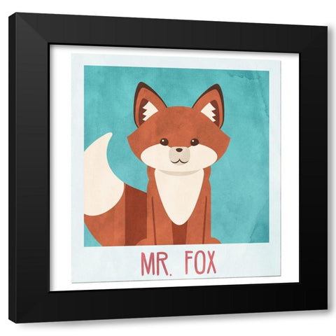 Mr. Fox Selfie Black Modern Wood Framed Art Print with Double Matting by SD Graphics Studio