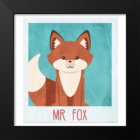 Mr. Fox Selfie Black Modern Wood Framed Art Print by SD Graphics Studio