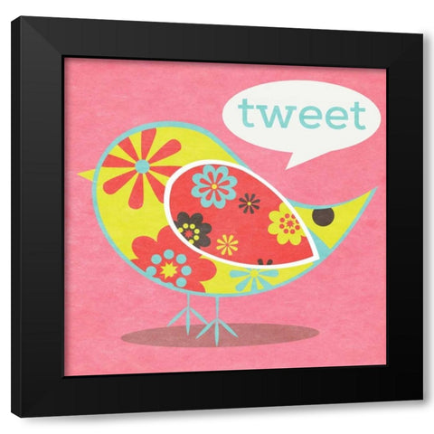 Bird Floral Pattern I Black Modern Wood Framed Art Print with Double Matting by SD Graphics Studio