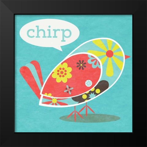 Bird Floral Pattern II Black Modern Wood Framed Art Print by SD Graphics Studio