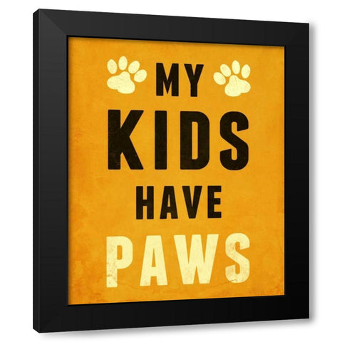 Paw Kids I Black Modern Wood Framed Art Print by SD Graphics Studio