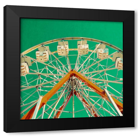 Green Ferris Wheel Black Modern Wood Framed Art Print with Double Matting by Peck, Gail