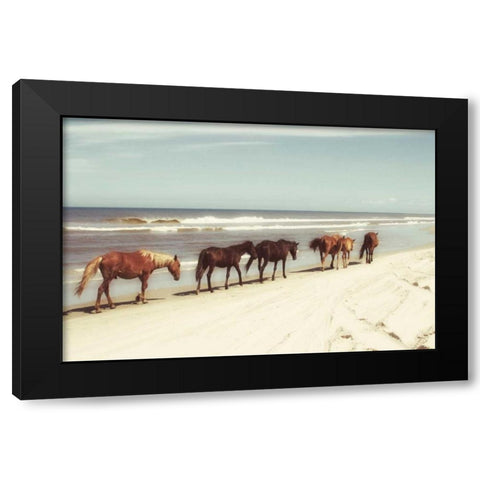 Horses on the Beach Black Modern Wood Framed Art Print by Mansfield, Kathy