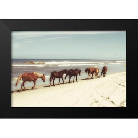 Horses on the Beach Black Modern Wood Framed Art Print by Mansfield, Kathy