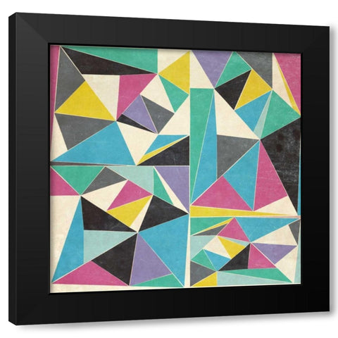 OMG Triangles II Black Modern Wood Framed Art Print with Double Matting by SD Graphics Studio