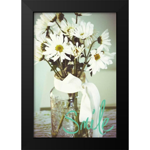 Smile Flowers Black Modern Wood Framed Art Print by Peck, Gail
