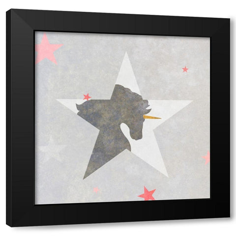 Unicorn on a Star Black Modern Wood Framed Art Print with Double Matting by SD Graphics Studio