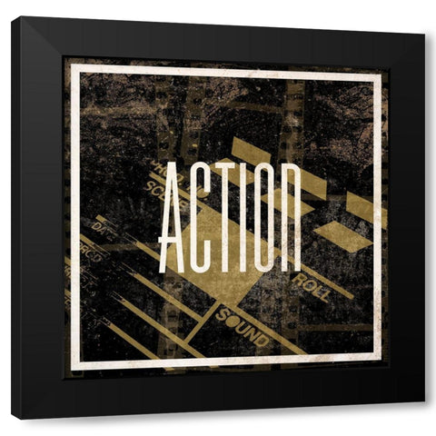 Lights Camera Action I Black Modern Wood Framed Art Print with Double Matting by SD Graphics Studio