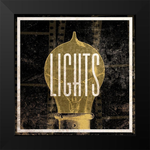Lights Camera Action III Black Modern Wood Framed Art Print by SD Graphics Studio