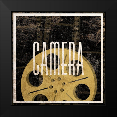 Lights Camera Action II Black Modern Wood Framed Art Print by SD Graphics Studio