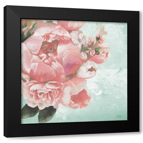 Pink Peonies I Black Modern Wood Framed Art Print with Double Matting by Pinto, Patricia