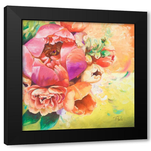 Beautiful Bouquet of Peonies I Black Modern Wood Framed Art Print with Double Matting by Pinto, Patricia