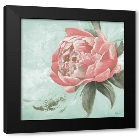 Pink Peonies II Black Modern Wood Framed Art Print with Double Matting by Pinto, Patricia