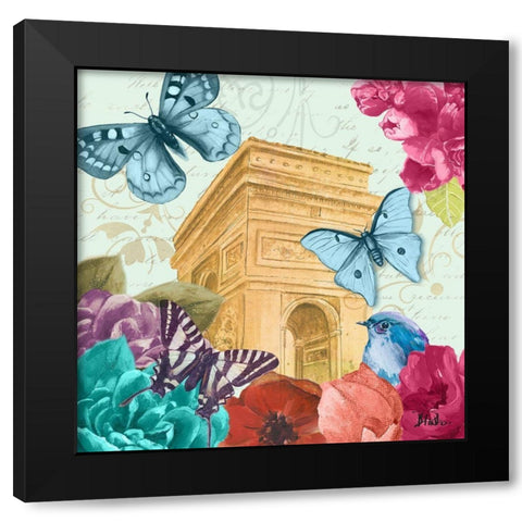 Belles Fleurs Ã  Paris II Black Modern Wood Framed Art Print with Double Matting by Pinto, Patricia