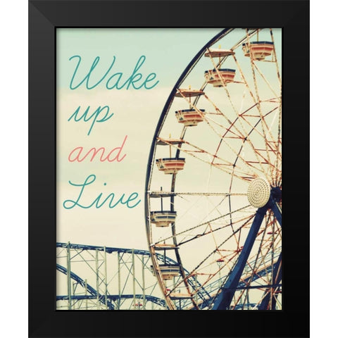 Retro Ferris With Type I Black Modern Wood Framed Art Print by Peck, Gail