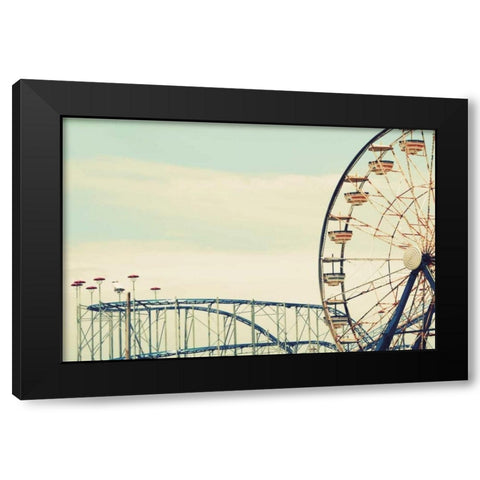 Retro Ferris Black Modern Wood Framed Art Print by Peck, Gail