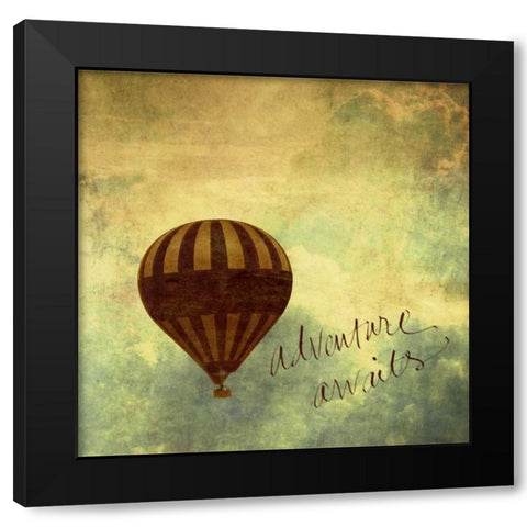 Adventure Awaits Border Black Modern Wood Framed Art Print by Peck, Gail