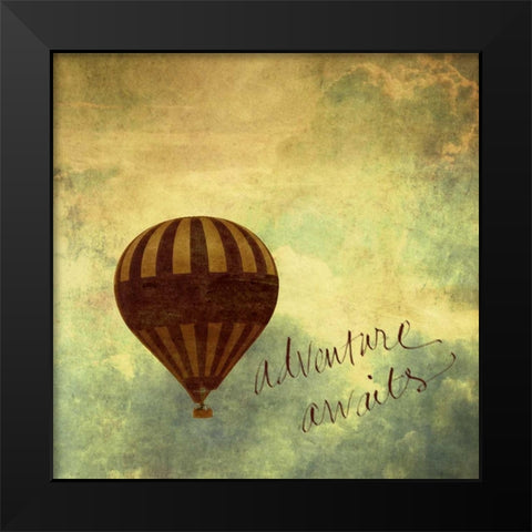 Adventure Awaits Border Black Modern Wood Framed Art Print by Peck, Gail