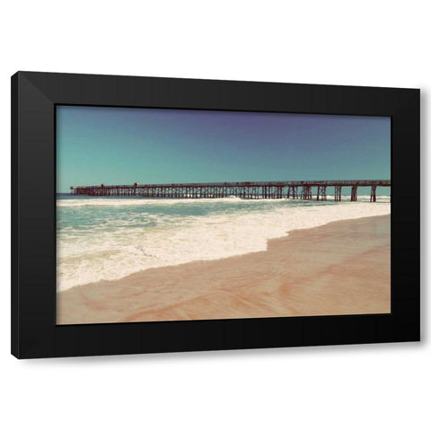Beach Pier Black Modern Wood Framed Art Print by Peck, Gail