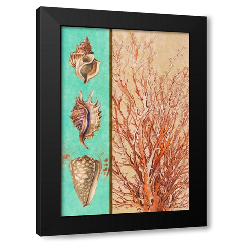 Coral and Sea Shells I Black Modern Wood Framed Art Print by Loreth, Lanie