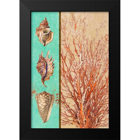 Coral and Sea Shells I Black Modern Wood Framed Art Print by Loreth, Lanie