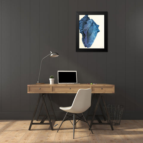 Blue Shell II Black Modern Wood Framed Art Print by Loreth, Lanie