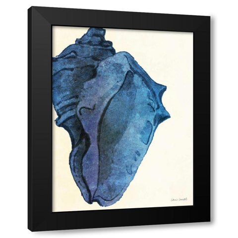 Blue Shell II Black Modern Wood Framed Art Print with Double Matting by Loreth, Lanie