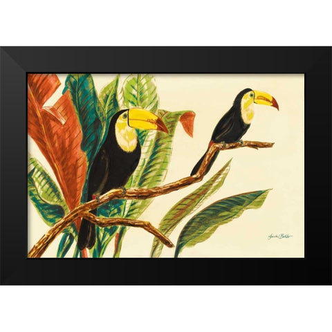 Tropical Toucans II Black Modern Wood Framed Art Print by Baliko, Linda
