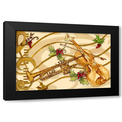 Christmas Music I Black Modern Wood Framed Art Print by Gaynor, Janice