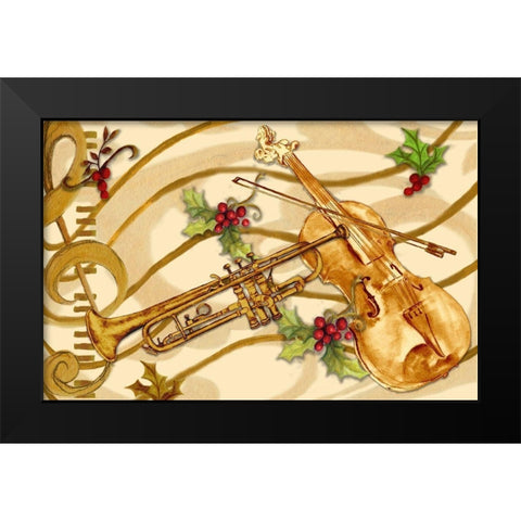 Christmas Music I Black Modern Wood Framed Art Print by Gaynor, Janice