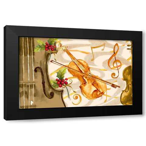 Christmas Music II Black Modern Wood Framed Art Print with Double Matting by Gaynor, Janice