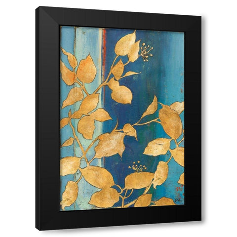 Golden Blue Black Modern Wood Framed Art Print with Double Matting by Pinto, Patricia