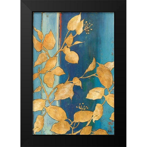Golden Blue Black Modern Wood Framed Art Print by Pinto, Patricia