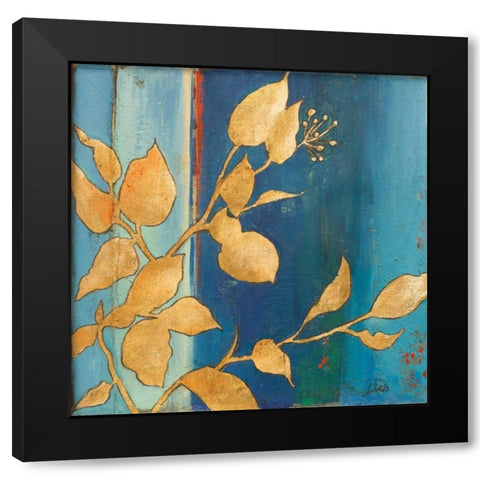 Golden Blue I Black Modern Wood Framed Art Print with Double Matting by Pinto, Patricia