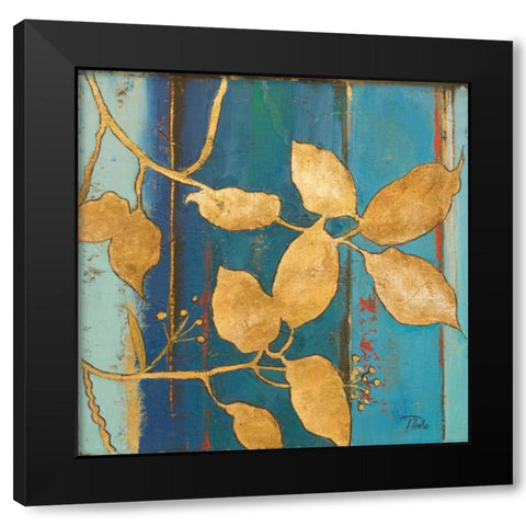 Golden Blue II Black Modern Wood Framed Art Print by Pinto, Patricia