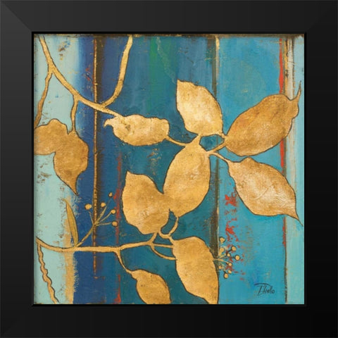Golden Blue II Black Modern Wood Framed Art Print by Pinto, Patricia
